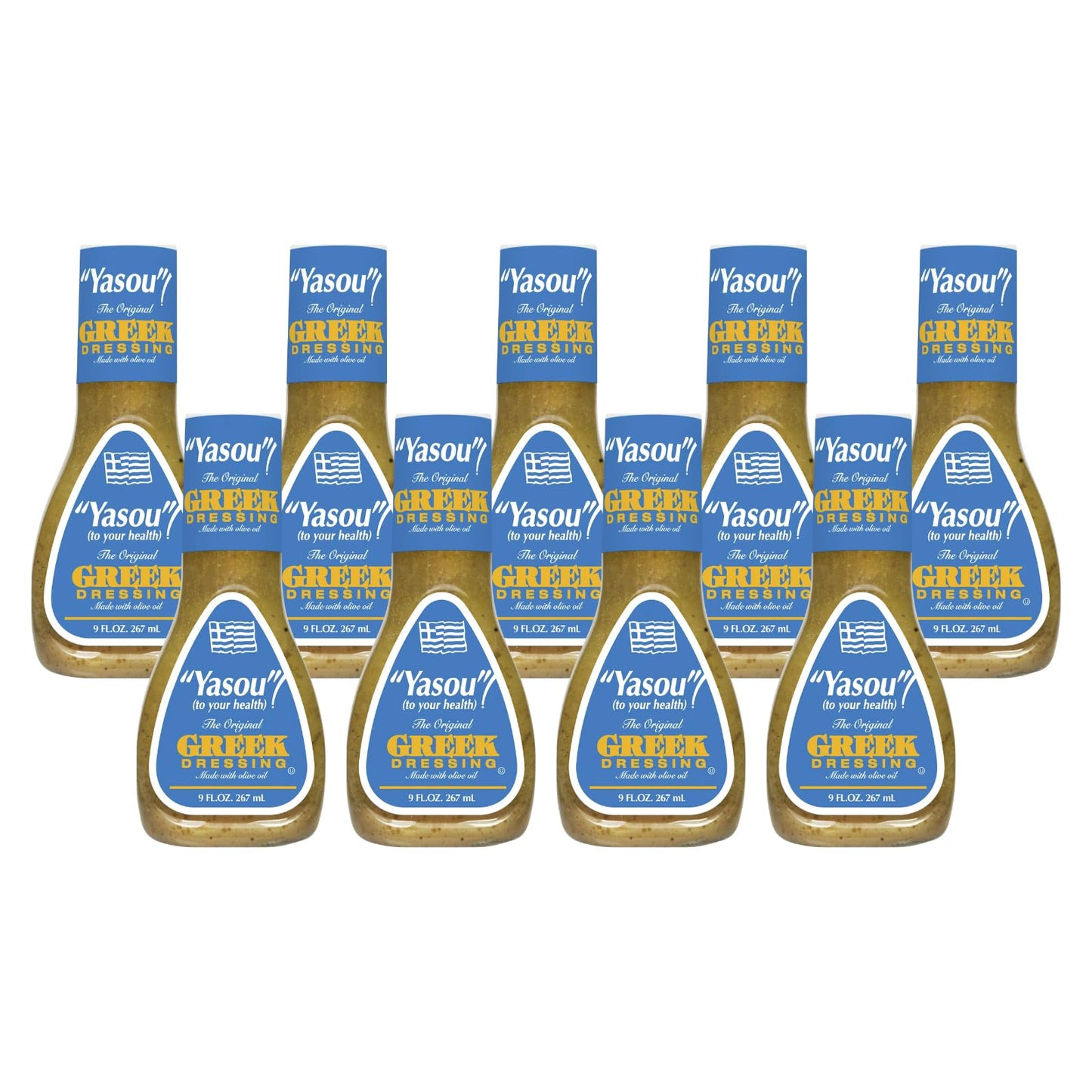 Yasou Greek Salad Dressing, Classic Mediterranean Flavor (Pack of 9)