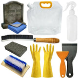 10 Pcs Reusable Tombstone Cleaner Kit for Grave Cleaning Includes Oversize 1.3 Gal Water Bag, Scraper, Brushes, Sponge, Towel, Gloves - Professional