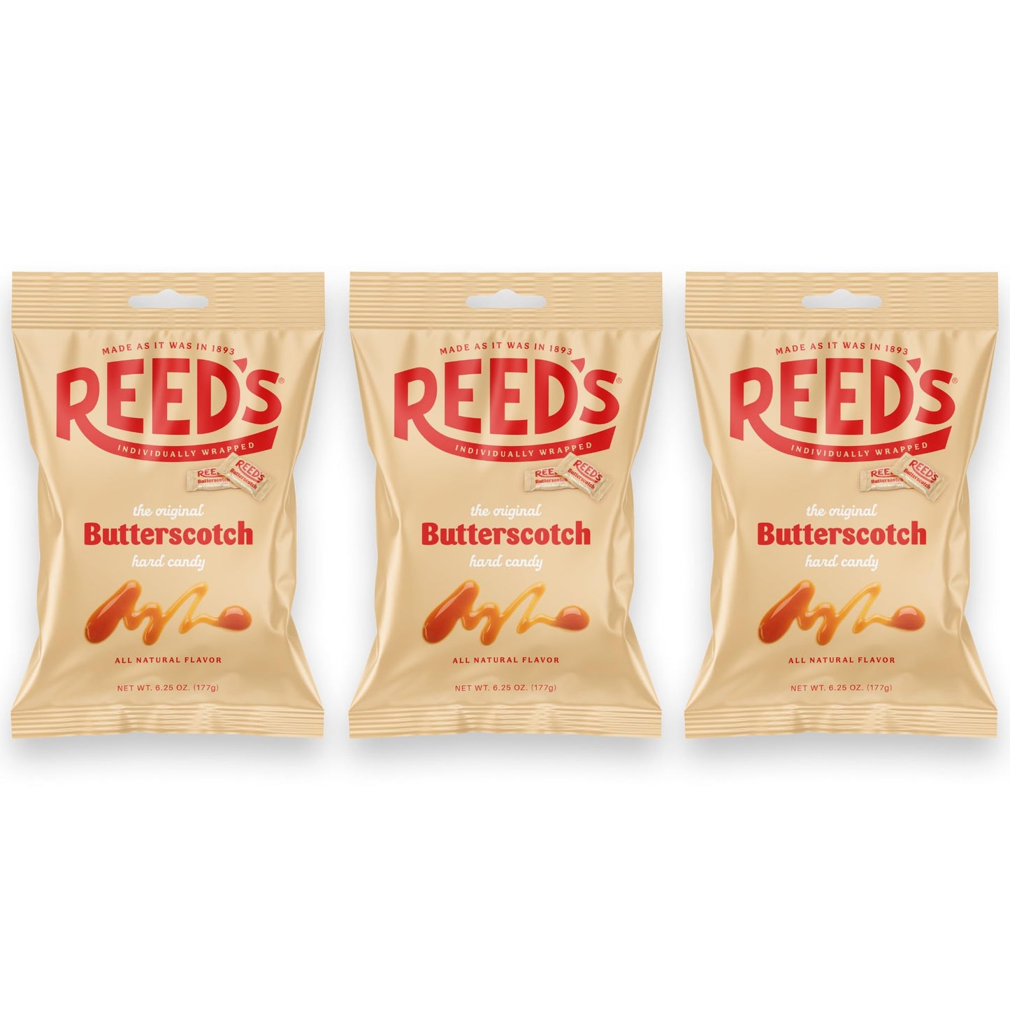 Reed’s Individually Wrapped Butterscotch Hard Candy | Traditional Butterscotch | Creamy and Buttery Old-Fashioned Butterscotch Hard Candy Brought