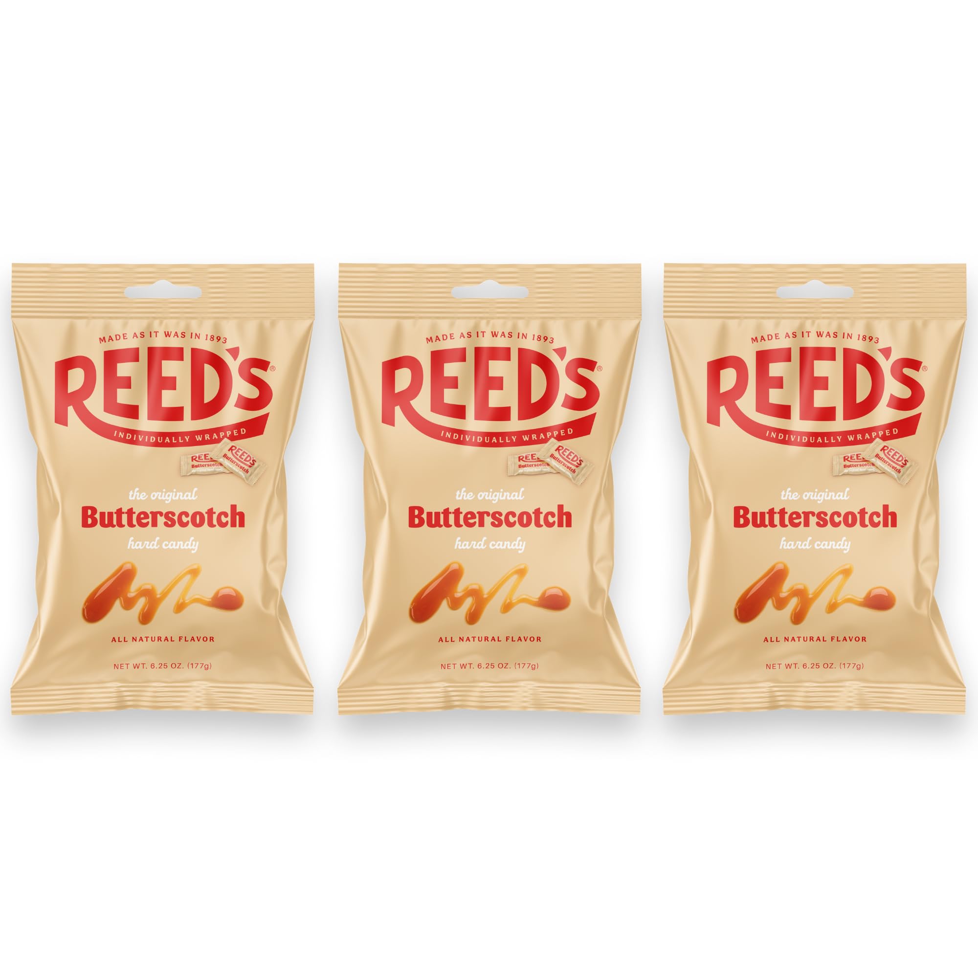 Reed’s Individually Wrapped Butterscotch Hard Candy | Traditional Butterscotch | Creamy and Buttery Old-Fashioned Butterscotch Hard Candy Brought