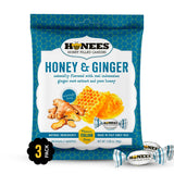 Honees Honey & Ginger Hard Candy Individually Wrapped | Natural & Healthy Candy, Italian Made with Real Honey & Indonesian Ginger, 3 Pack (8.55 oz)