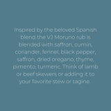 Villa Jerada, Moruno Premium Rub 1.76 oz - Andalusian Spice Blend, Spanish-Style Dry Rub, Aromatic and Savory complexity to Meats, Stews & Mushrooms