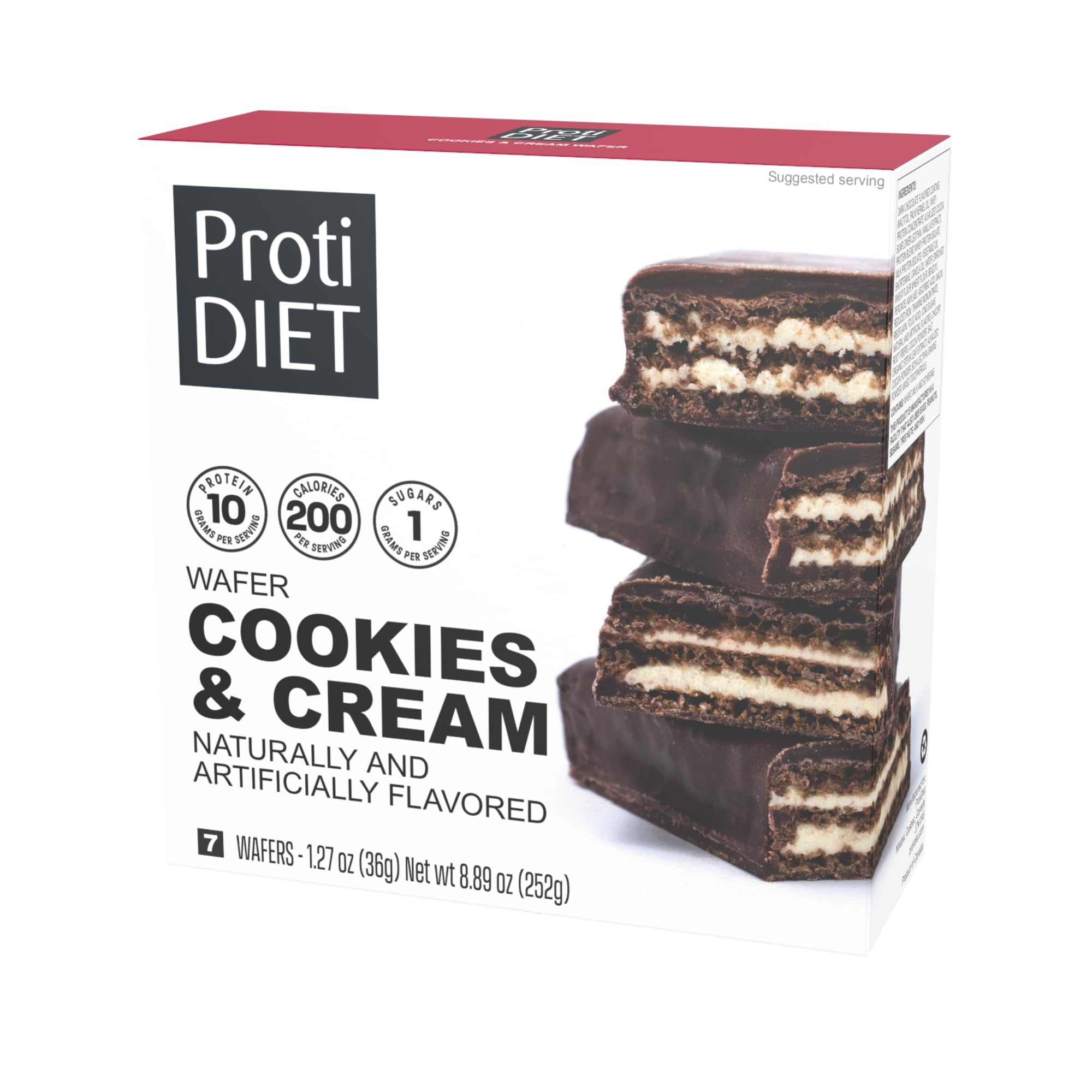 ProtiDIET Protein Wafer Cookies - Crispy Healthy Snacks for Adults with Added Nutrients - 0g Trans Fat - 7 Count Pack
