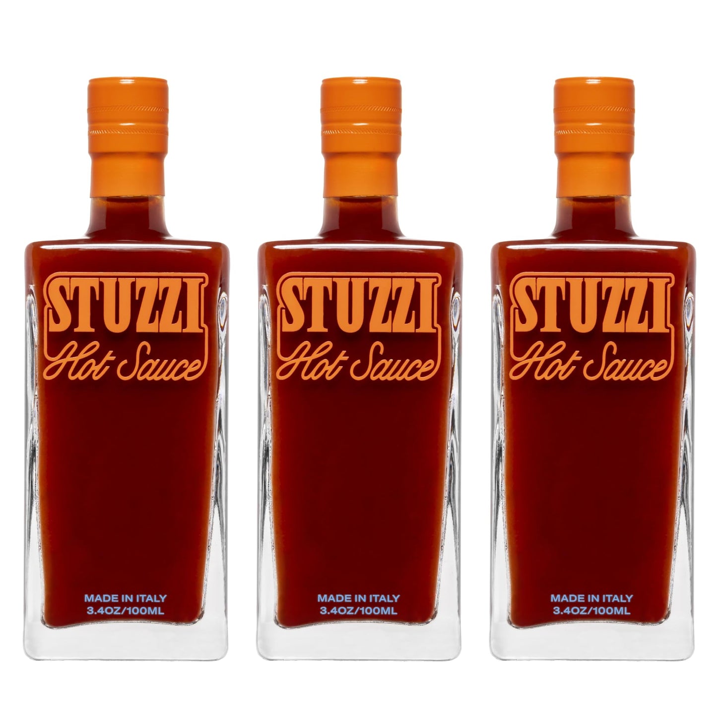 Stuzzi Premium Hot Sauce - Italian Craft Sauce with Dried Calabrian & Fresh Cayenne Peppers 3 Pack (3.4 oz) - All-Natural, Vegan, Gluten-Free
