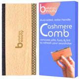 Cashmere Comb for De-Pilling Sweaters - Remove Pills, Lint, and Fuzz from Wool Garments - Dual-Sided Fabric Comb with Cedar Wood Handle