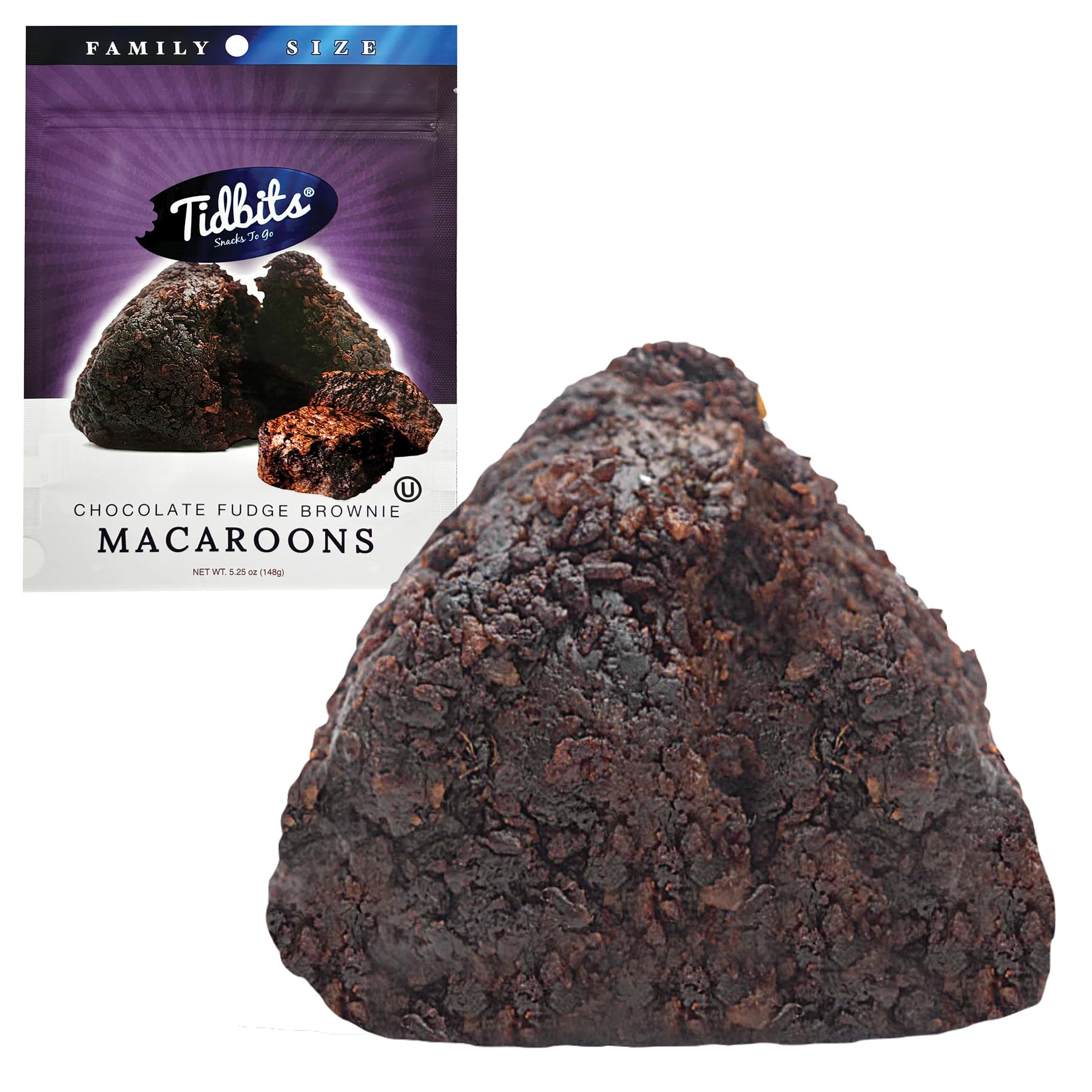 Tidbits Snacks To Go Fudge Brownie Macaroons - 5.25 oz. Family Size, Gourmet Gluten-Free Snack Treats, Delicious Vegan Dairy-Free Cookies