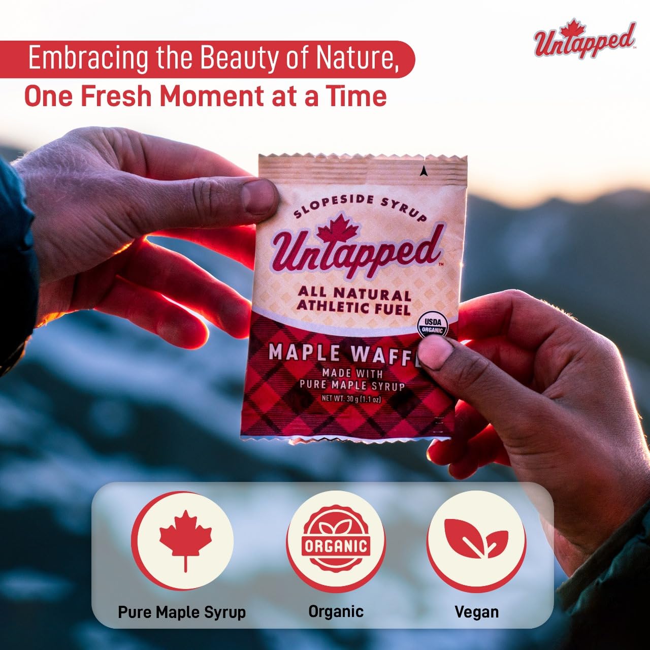 UnTapped Maple Organic Waffles 1.1 oz Each, Box of 16 - Endurance Sports Snacks Sweetened with Real Maple Syrup and Maple Sugar | Vegan & Real Food