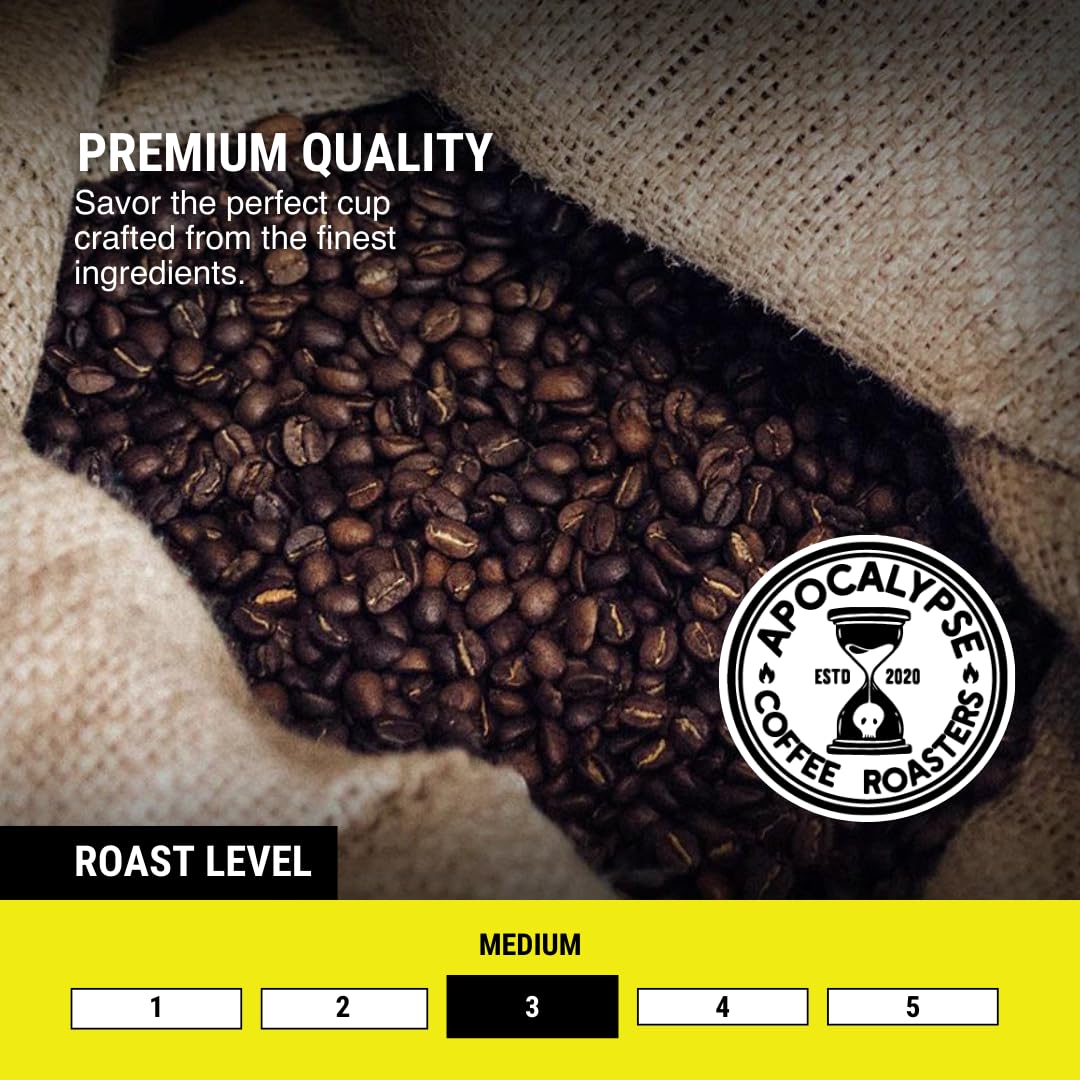 Apocalypse Coffee Roasters - The Bomb - Organic Whole Bean Coffee - Craft Roasted Bali Blue Moon Blend - Medium Roast - Smooth, Dark Chocolate
