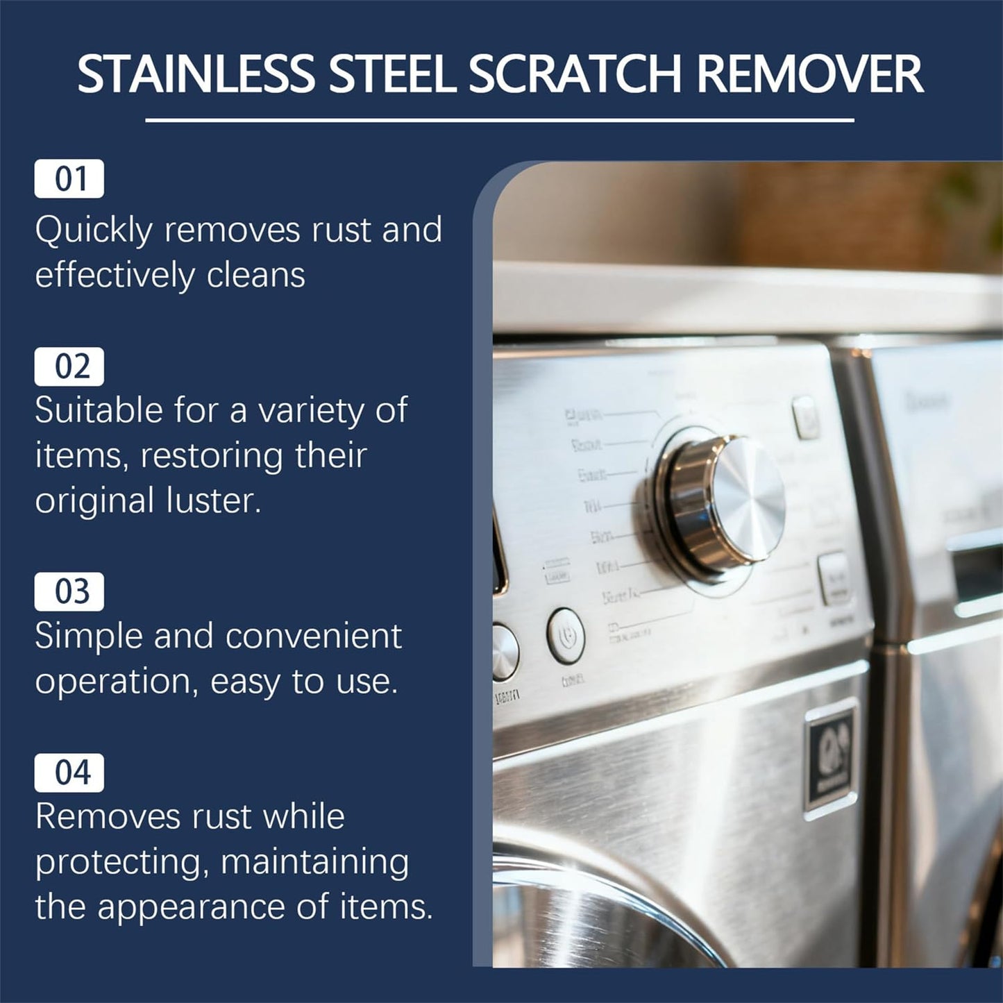 EASLIF Stainless Steel Scratch Remover Kit, 2026 New Multi-purpose Stainless Steel Restorer Rust Remover Paste for Appliances, Kitchen, Oven, Sink (1)