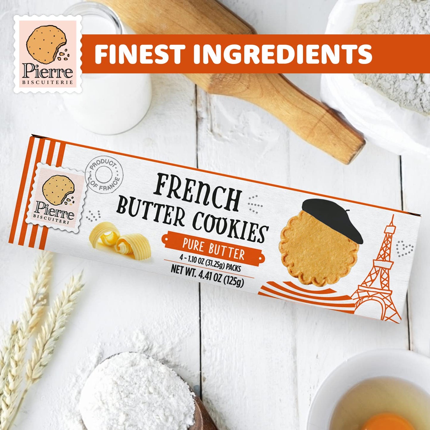 Pierre Biscuiterie French Butter Cookies 22% Butter 4.41 Ounce (Pack of 1)