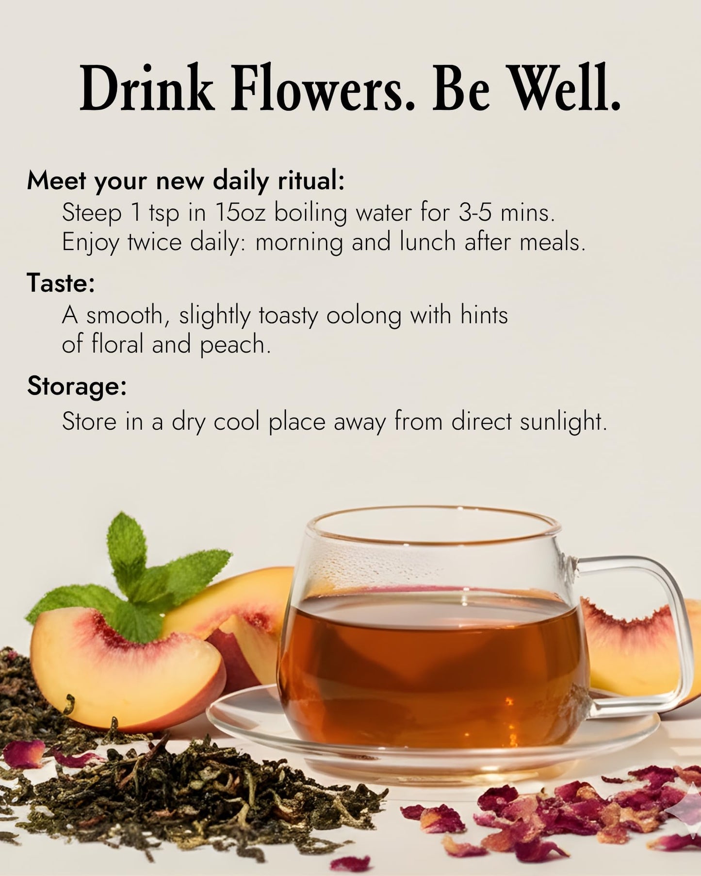The-Qi Detox Tea Blend - 100% All Natural Dried Flowers & Loose Herbs for Cleanse & Wellness - Oolong Tea, Mulberry & Mint Leaves, Rose Petals