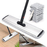 18 Professional Microfiber Mop Large Flat Mops for Floor Cleaning 4 Reusable Washable mop Pads Hardwood Cleaning System Wet and Dust Mop with 61in