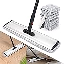 18 Professional Microfiber Mop Large Flat Mops for Floor Cleaning 4 Reusable Washable mop Pads Hardwood Cleaning System Wet and Dust Mop with 61in