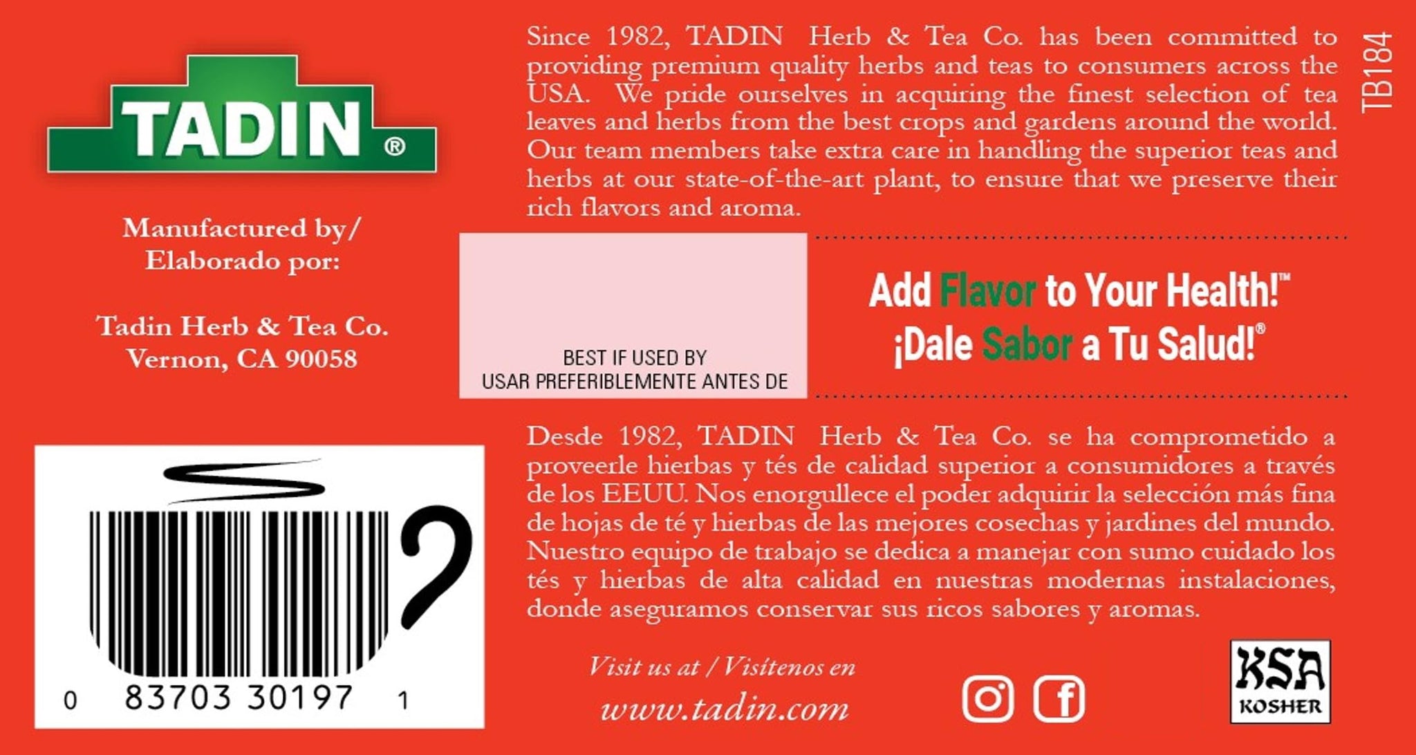 Tadin Bronco Tea with Eucalyptus and Gordolobo, Herbal Tea, Caffeine Free, 24 Tea Bags Per Box, Pack of 1