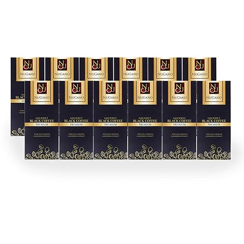 Nugano Black Coffee Bulk - 100% Certified Ganoderma Lucidium Extract Bold and Flavorful Healthy Gourmet Instant Coffee 30's per box (1, 12 Boxes)