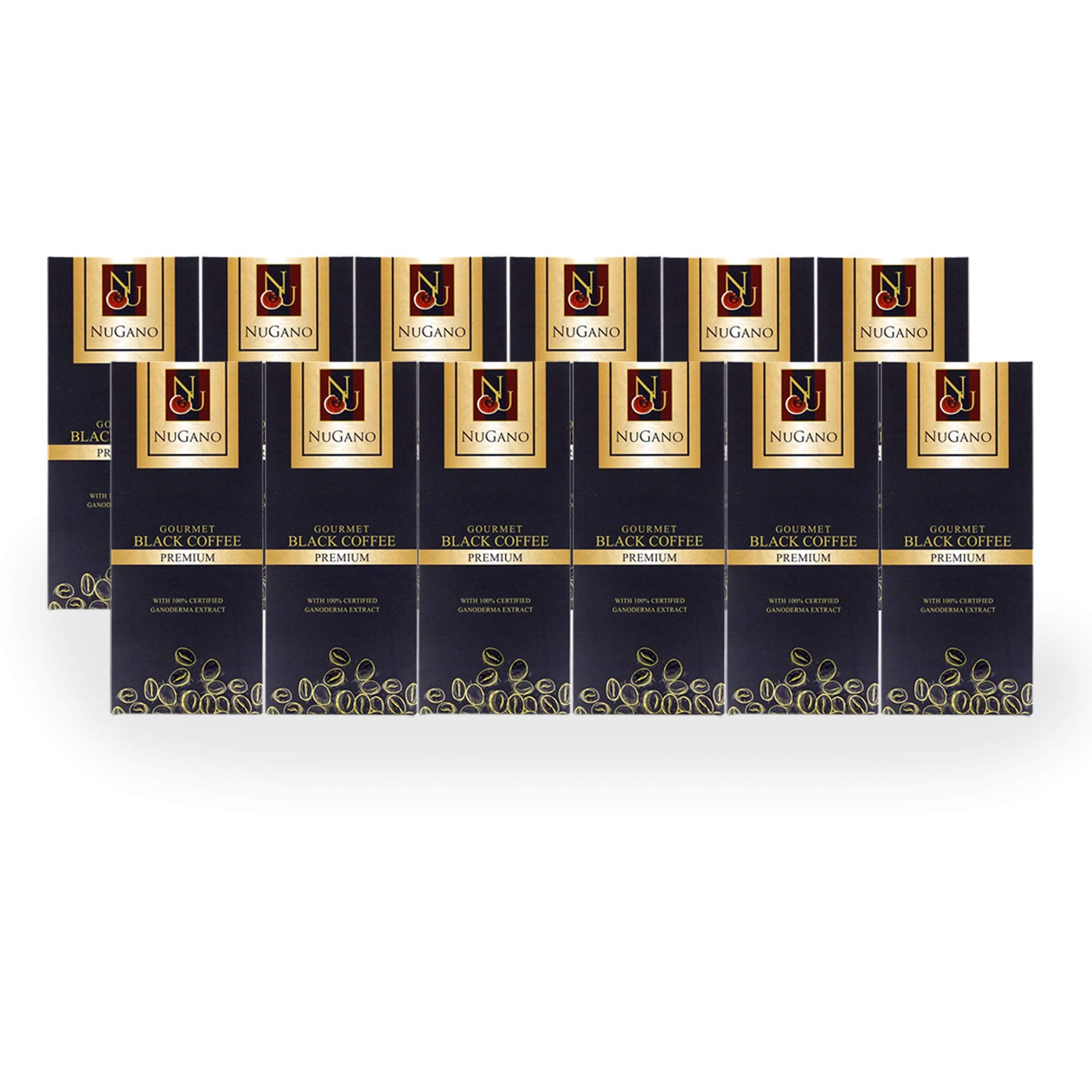 Nugano Black Coffee Bulk - 100% Certified Ganoderma Lucidium Extract Bold and Flavorful Healthy Gourmet Instant Coffee 30's per box (1, 12 Boxes)