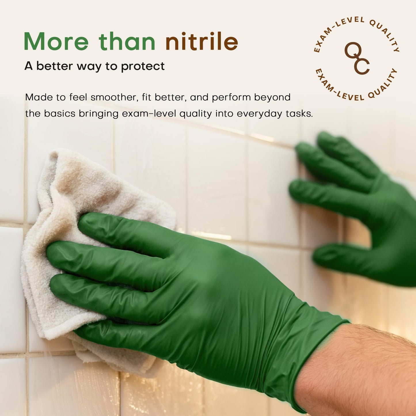 SUP Powder-Free Nitrile Gloves, 100 Count Food Safe Latex-Free Disposable Gloves for Medical Cooking Household Cleaning Food Prep, Green (Medium)