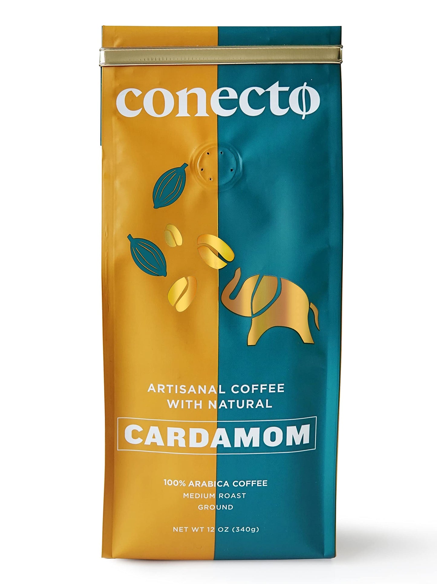 Conecto Cardamom Coffee: 100% Natural and Artisanal, Guatemalan Arabica Ground Coffee Flavored with Clay Pot Roasted Cardamom, Medium Roast and Mild