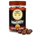 Good Day Chocolate Immunity - Dark Chocolate with Elderberry, Zinc & Chaga Mushroom for Immune Support - Easy Daily Chocolate Supplement - 80 Count