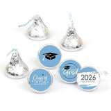 Big Dot of Happiness 2026 Light Blue Graduation Party Round Candy Sticker Favors - Labels Fit Chocolate Candy (1 Sheet of 108)