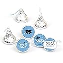 Big Dot of Happiness 2026 Light Blue Graduation Party Round Candy Sticker Favors - Labels Fit Chocolate Candy (1 Sheet of 108)