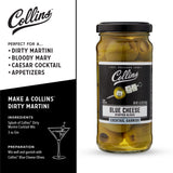 Collins Gourmet Blue Cheese Olives, Premium Stuffed-Cheese Garnish for Cocktails, Martinis, Bloody Marys, Snack Trays, Charcuterie, and Salads
