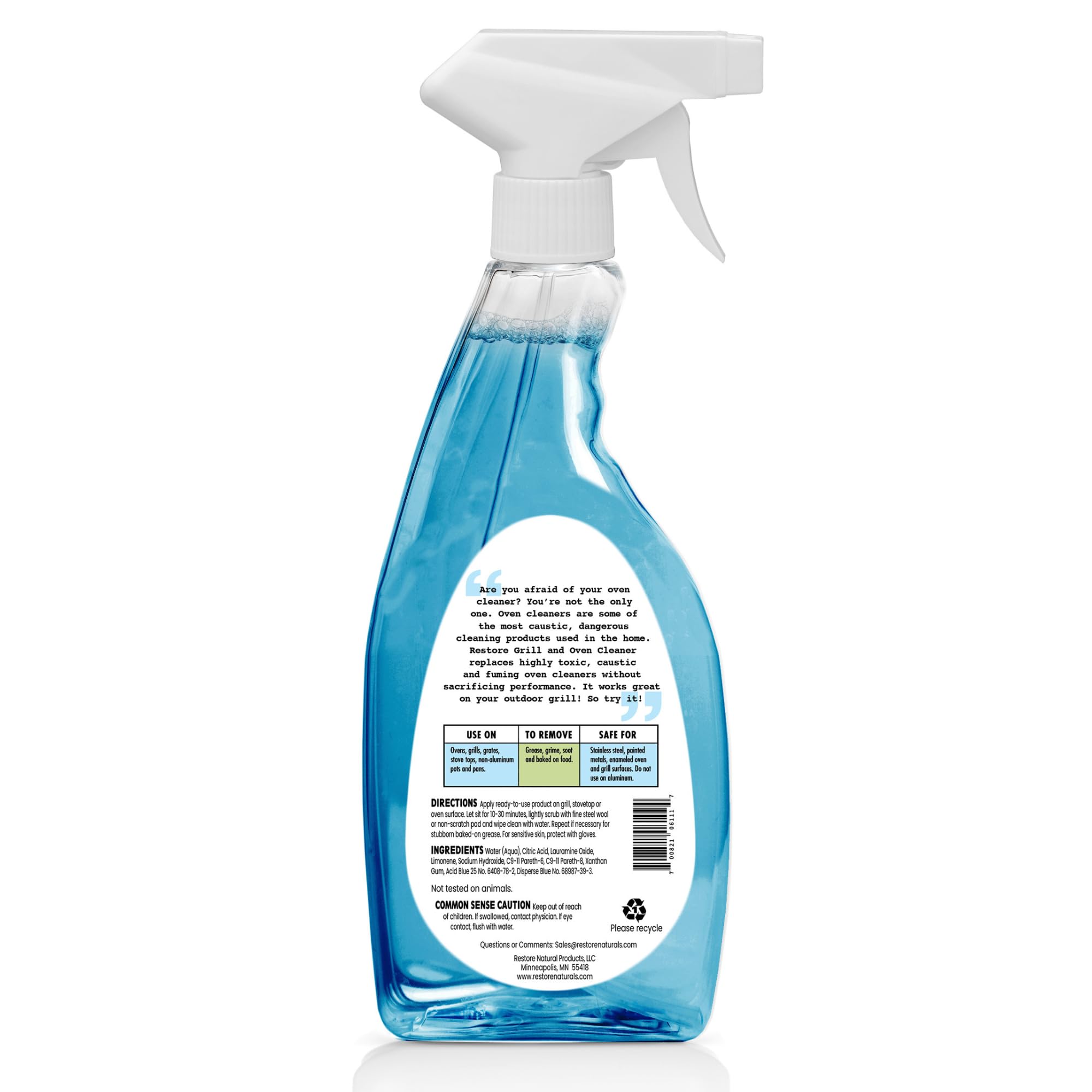 Restore Naturals Grill and Oven Cleaner - 22 Fl Oz - Non-Toxic Stove Cleaner | Low Fume | Non-Caustic, Powerful Formula | Cruelty-Free - 2 Pack