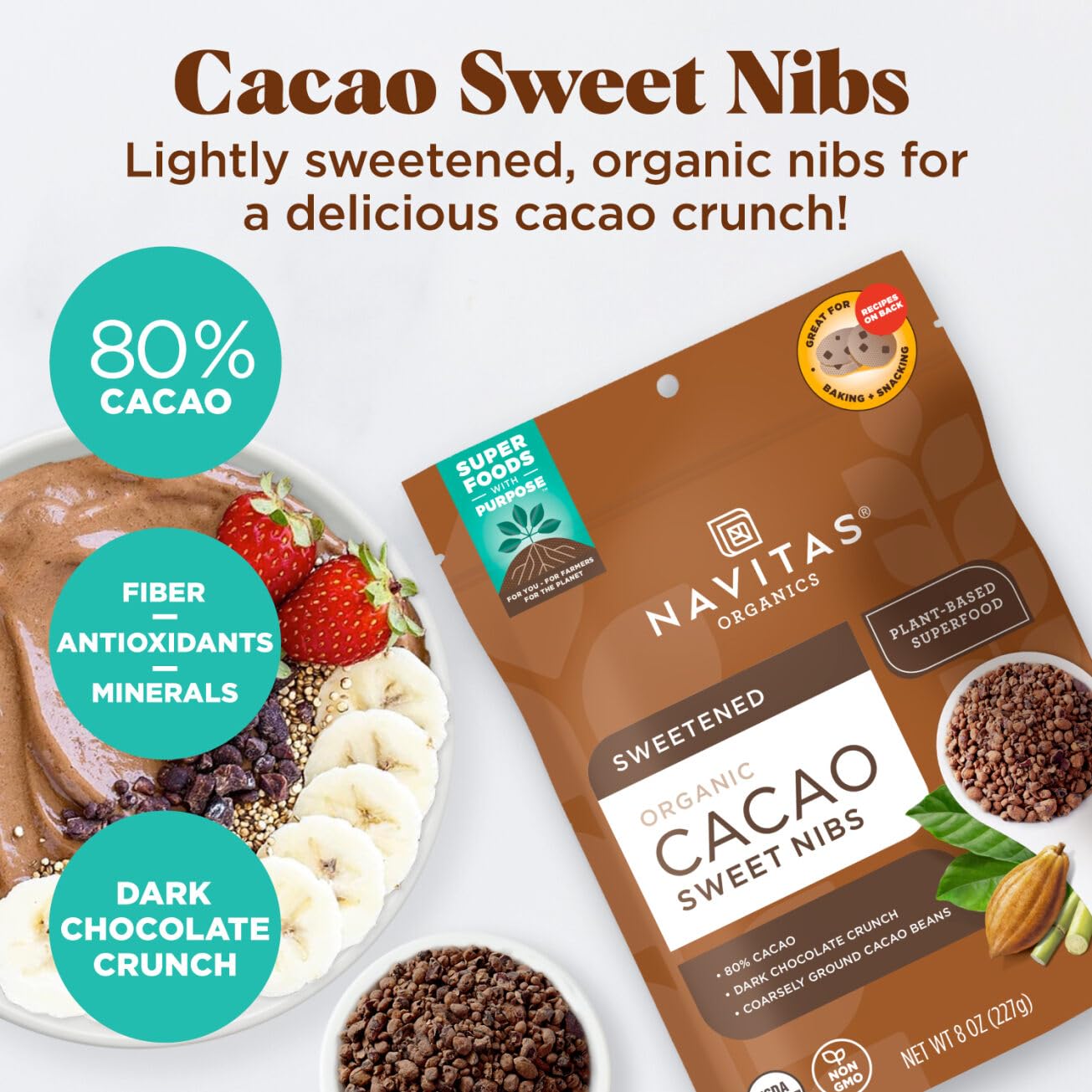 Navitas Naturals, Cacao Nibs Mayan Superfood Organic, 4 Ounce