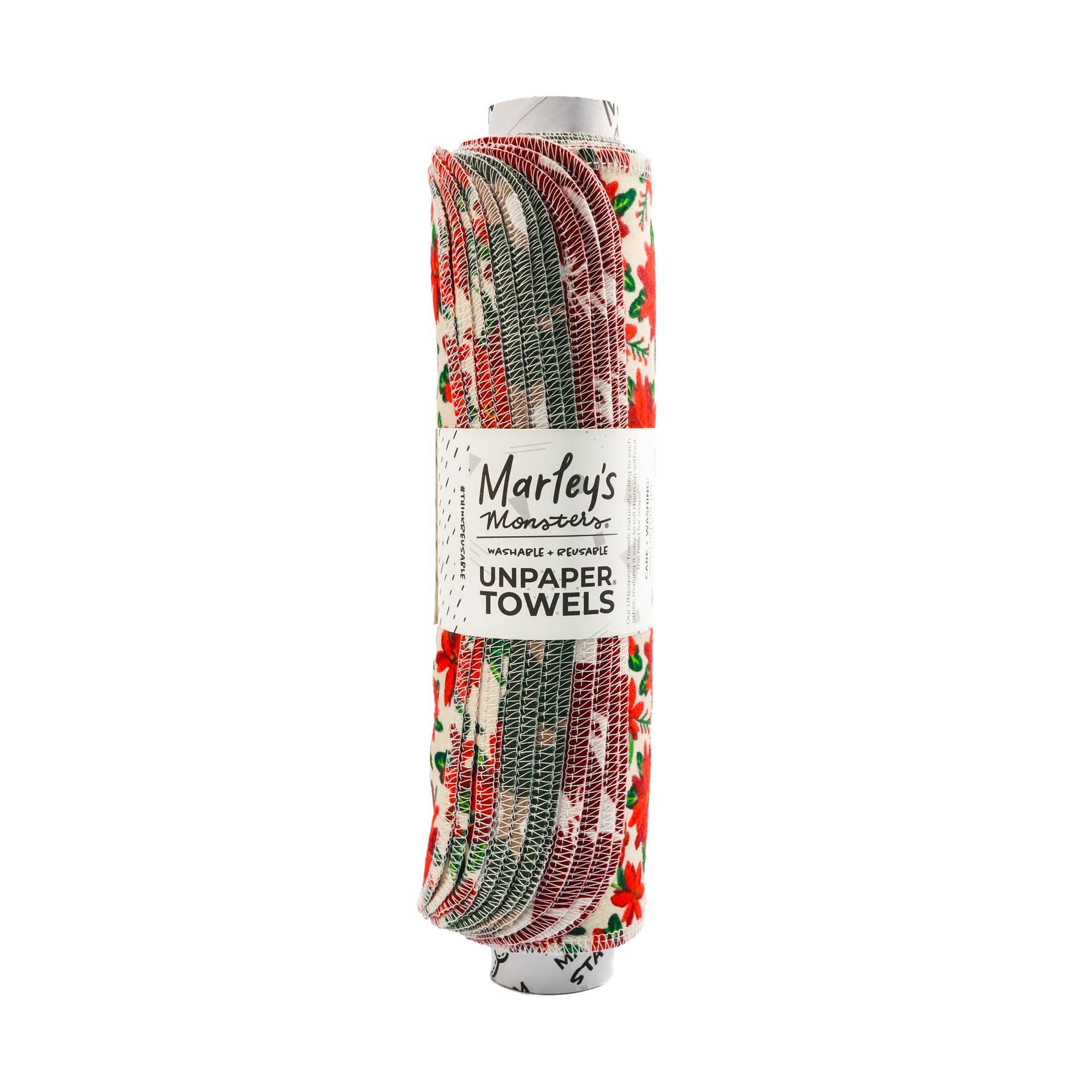 Marley's Monsters Seasonal UNpaper Towels - Reusable Paperless Towels - Cotton, Tree Free (12-Count roll) (Home for The Holidays)