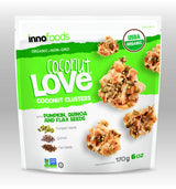 InnoFoods Coconut Love Coconut Clusters with Pumpkin, Quinoa, & Flax Seeds 6oz (2pk) - Gluten-Free, Vegan Snacks - Organic Granola Bites - Grain-Free