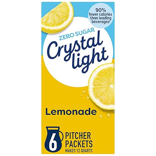 Crystal Light Drink Mix, 6 Pitcher Packets, for Flavorful Hydration and Shareable Refreshment, Lemonade, natural flavor with other natural flavor
