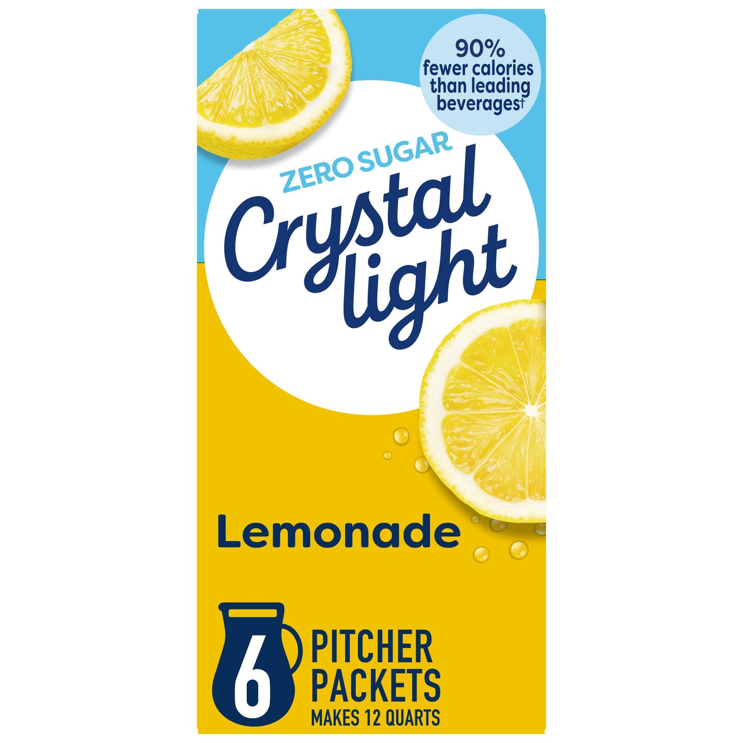 Crystal Light Drink Mix, 6 Pitcher Packets, for Flavorful Hydration and Shareable Refreshment, Lemonade, natural flavor with other natural flavor