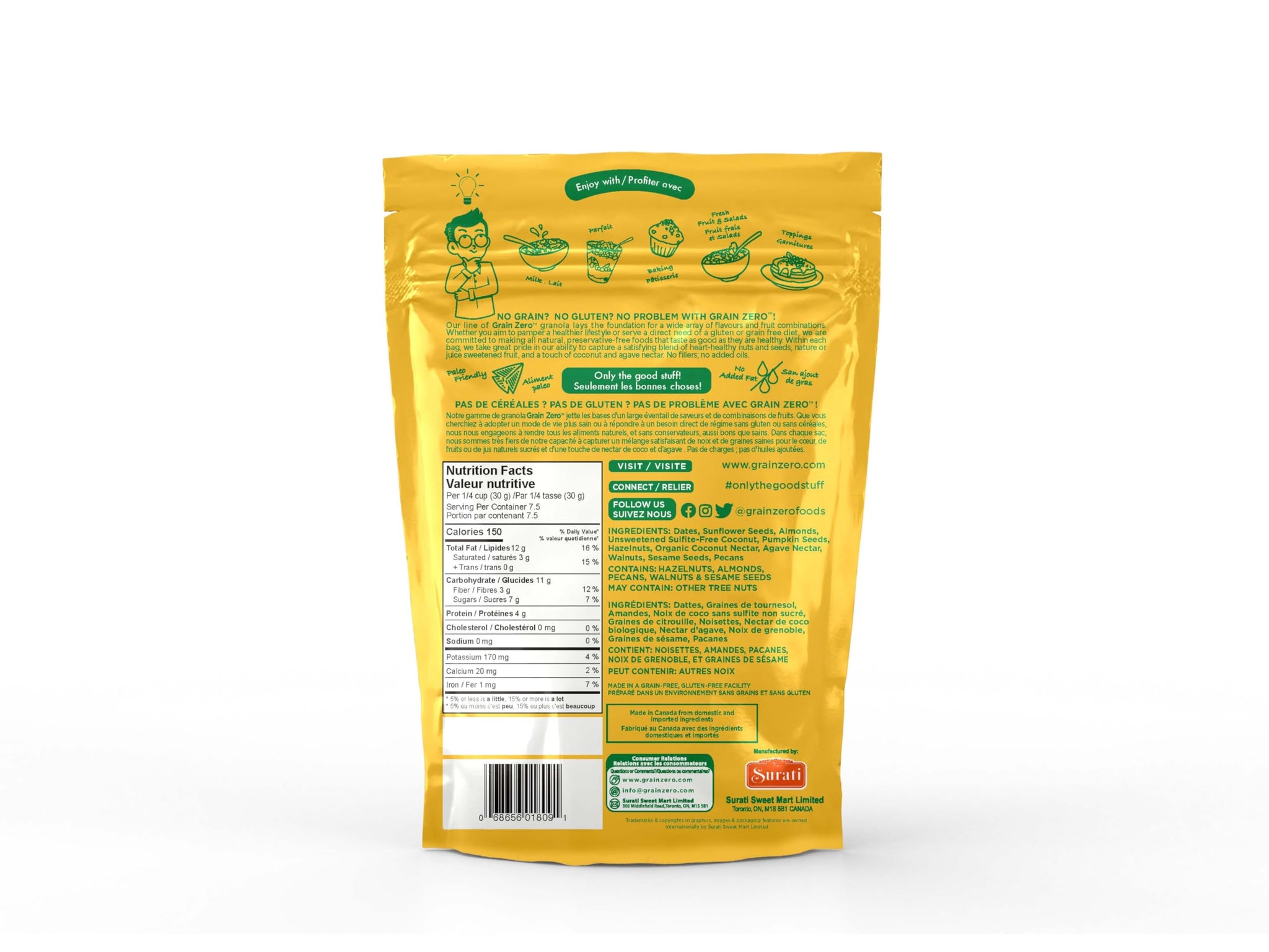 Grain Zero Granola Vegan Nuts & Dates, Gluten Free, 8 Ounce (Pack of 1)