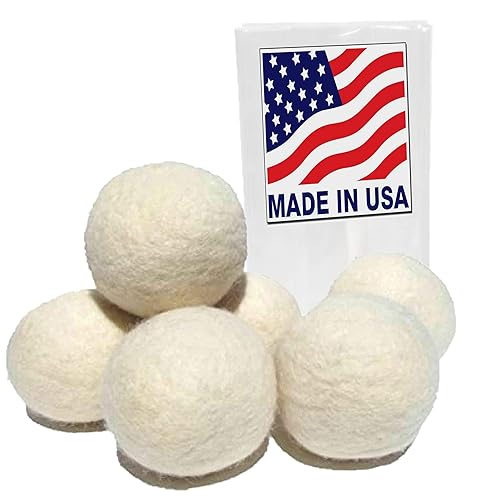 A Little Green Bee 6 Eco-Friendly Wool Dryer Balls -Set of Six 100% Handmade, Natural and Unscented