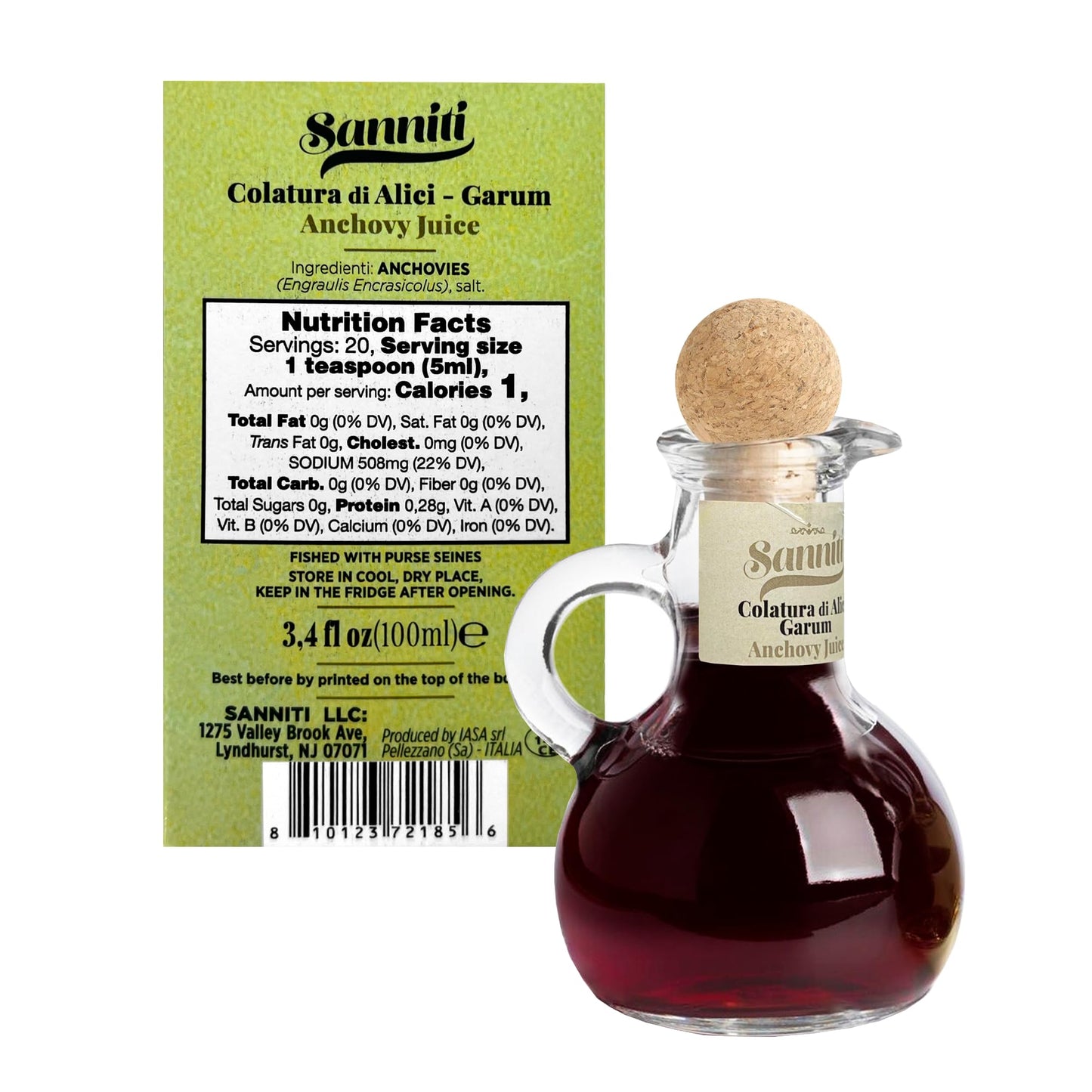 Sanniti Colatura di Alici | Anchovy Juice Extract | Italian Fish Sauce | Ancient Garum | Product of Italy (100 ml (3.4 fl oz))