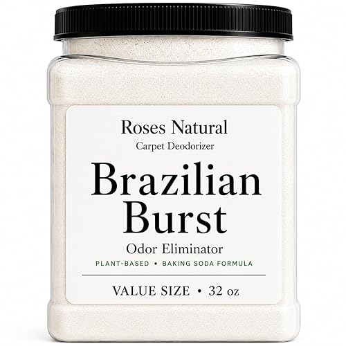 Roses Natural Carpet Deodorizer Powder - 32 oz Value Size | Plant-Based Baking Soda Formula | Odor Eliminator for Carpets, Rugs, Upholstery & Pet Beds