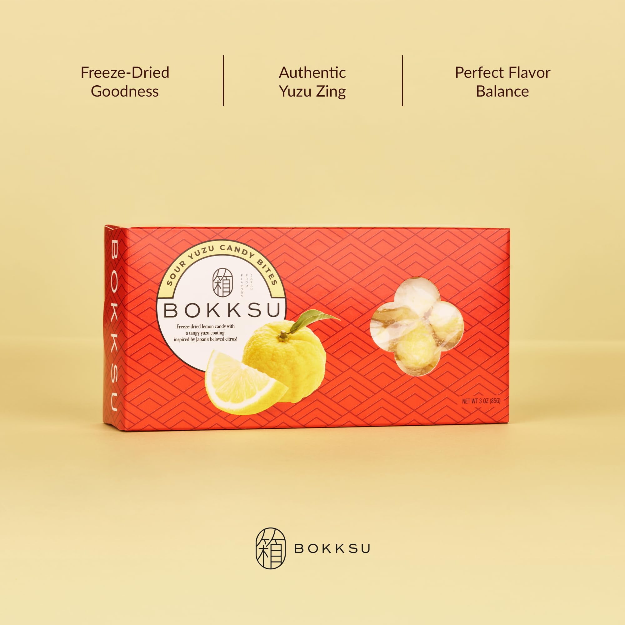 Bokksu Sour Yuzu Candy Bites - 2-Pack Freeze-Dried Sour Candy Dusted with Real Yuzu Powder, Crunchy, Melt in Your Mouth, Bite-Sized, Japanese-Inspired
