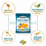 Honees Candy Honey & Ginger 2.85 oz (Pack of 3) - Honey Ginger Candy - Soothing Filled Drops - Individually Wrapped Candies for Home or Office - 4