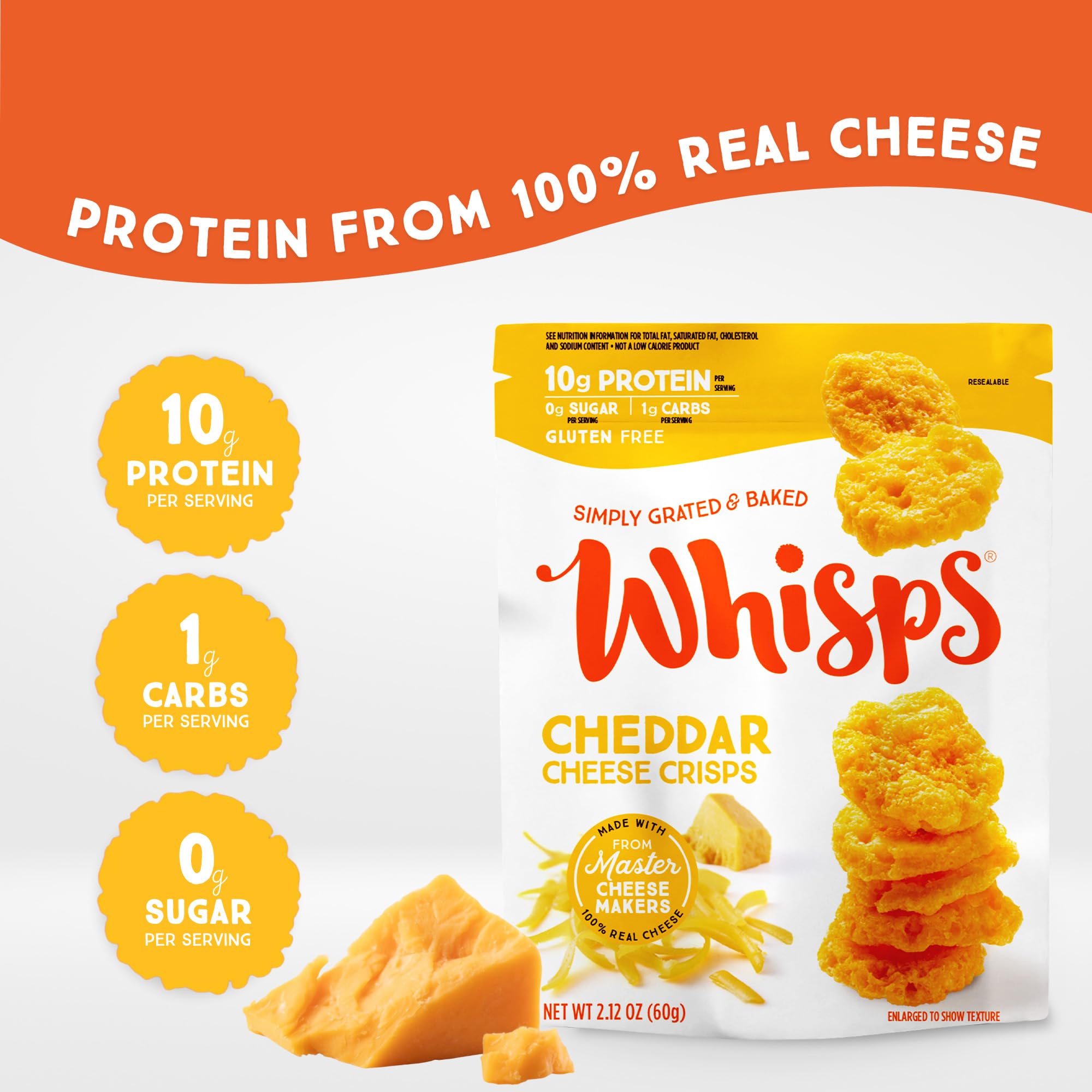 Whisps Cheese Crisps Variety Pack | Protein Chips | Healthy Snacks | Protein Snacks, Gluten Free, High Protein, Low Carb Keto Food | Parmesan, Cheddar