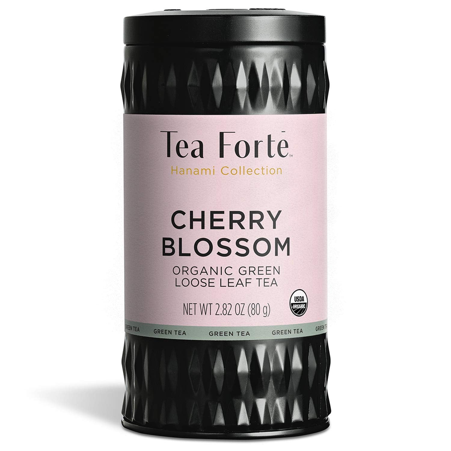 Tea Forte Cherry Blossom Premium Loose Leaf Caffeinated Green Tea Blend Canister, Makes 35-50 Cups, Round Canister