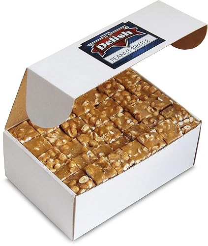 Gourmet Peanut Brittle by It's Delish, 6 LBS Bulk Box - Old Fashion Style Peanut Brittle in Square Cut Pieces - Sweet & Crunchy Candy in Bulk Great