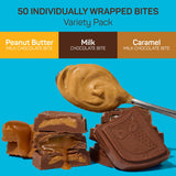 AWAKE - Caffeinated Chocolate Bites - 50mg Caffeine - Variety Pack (3 Flavors), 50 Bites - Peanut Butter, Milk, & Caramel - Energy Bites - Coffee