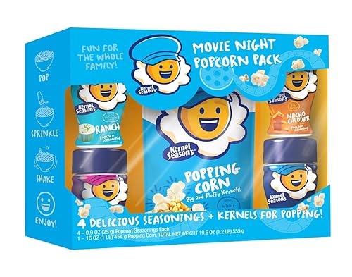 Kernel Season's Movie Night Supplies, Popcorn and Seasoning Party Pack, 4 Flavor Variety Pack