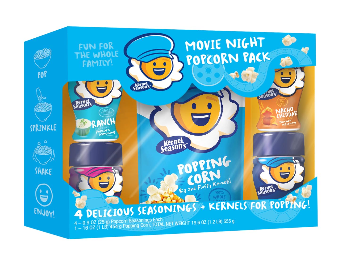 Kernel Season's Movie Night Supplies, Popcorn and Seasoning Party Pack, 4 Flavor Variety Pack