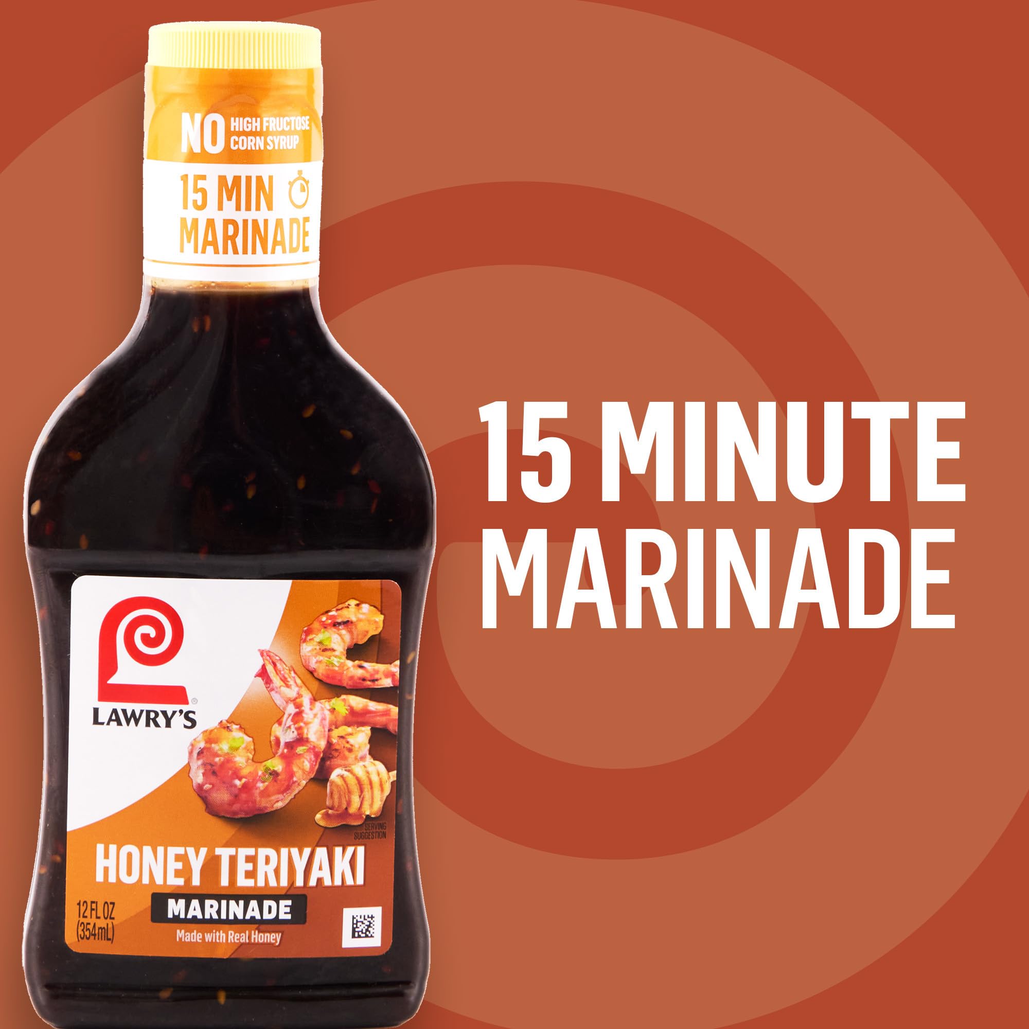 Lawry's Marinade, Honey Teriyaki, 15 Minute Marinade, No High Fructose Corn Syrup, Made with Honey, Soy Sauce, and Garlic, Great with Chicken, Shrimp