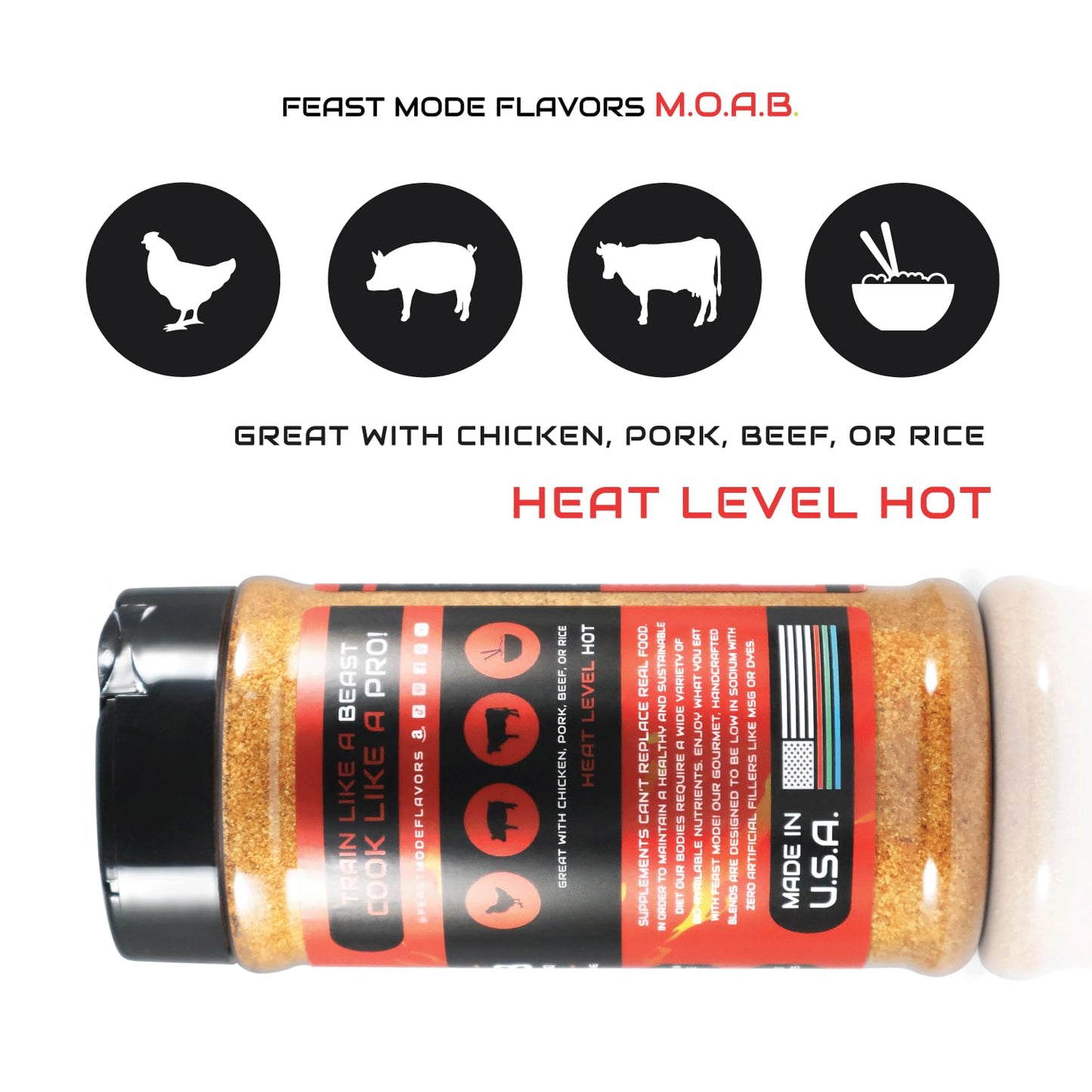 MOAB Honey Habanero Seasoning | Feast Mode Flavors 10oz Master Edition | Mother Of All Barbeque Spice Blend | Low Sodium | Low Calorie | Zero