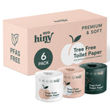 ecoHiny Premium & Soft Bamboo Toilet Paper | PFAS Free | 6 Mega Rolls, 3 ply & 350 Sheets | Non Toxic, FSC Certified, Septic Safe, BPA Free | Tree