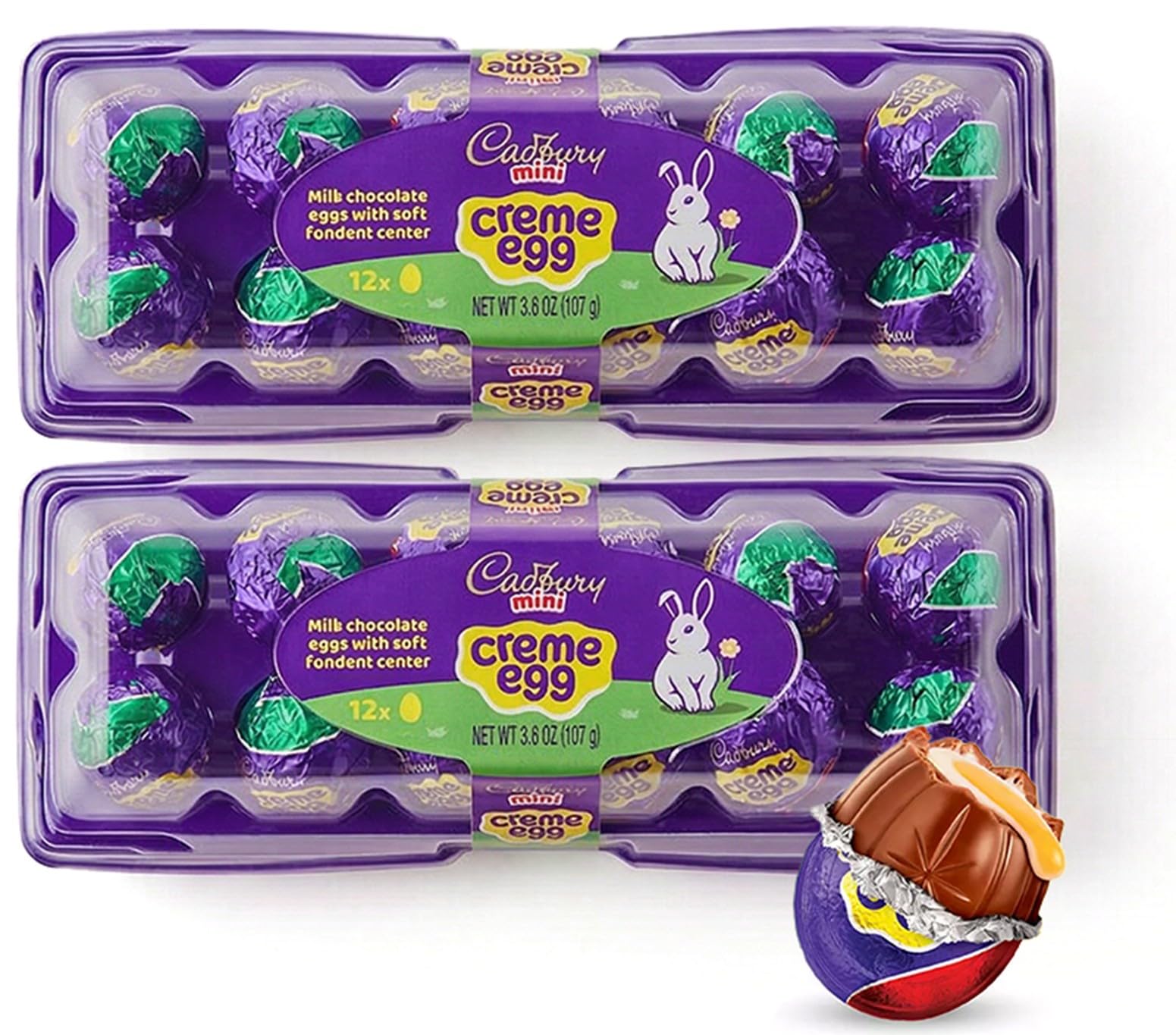 CADBURY Mini Creme Eggs 24 Count - Milk Chocolate Eggs with Soft Fondant Center, Individually Wrapped Easter Candy Bulk Pack (2 Trays, 12 Eggs Each)