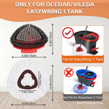 Fatmass Spin Mop Head Replacement for O Cedar EasyWring 1-Tank System, 2 Mop Replace Heads + 1 Upgrade Scrubber Brush, 100% Microfiber Mop Refills