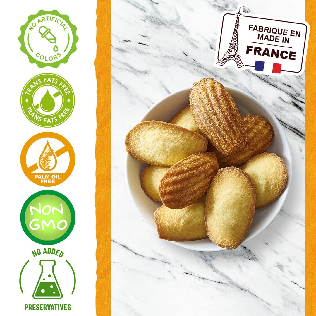St Michel Traditional Madeleines French Sponge Cakes Made In France, Pack of 2 (250g each) Non-GMO. Total of 20 Individually Wrapped All Butter
